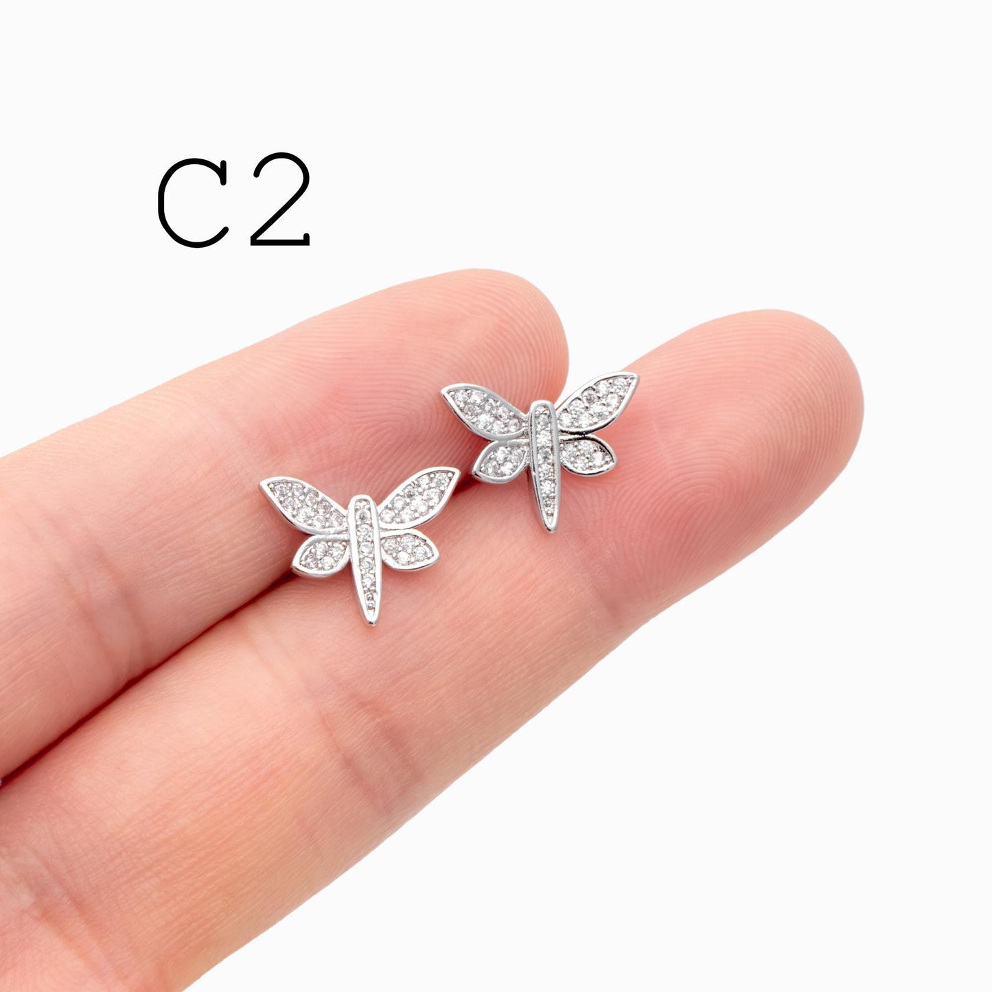 4pcs Gold/ Silver Dragonfly Earrings, Dianty Dragonfly Ear Studs, Jewelry Supplies (GB-3892)