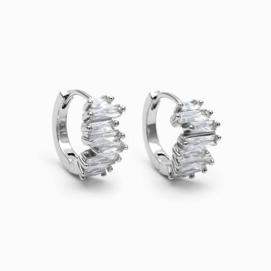4pcs CZ Pave Gold/ Silver Hoop Earrings, 12mm, Dainty Huggie Earrings, Minimalist Earrings (GB-4726)