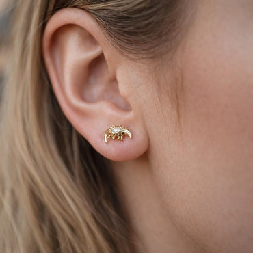 10pcs Gold Pangolin Earrings, 18K Real Gold Plated Brass, Minimalist Animal Stud Earrings (GB-4660)