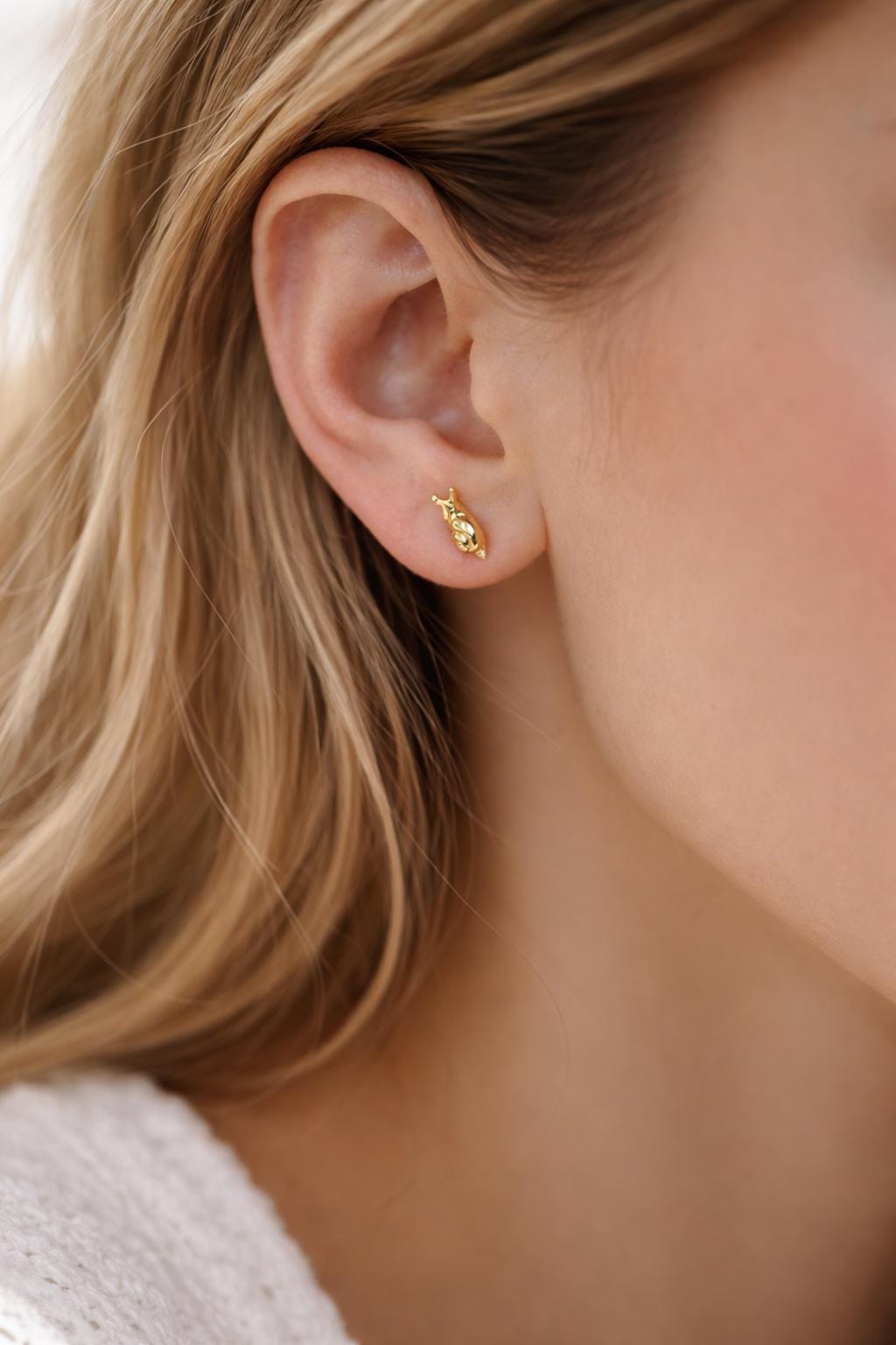 10pcs Gold/ Silver Snail Earrings, Real Gold/ Rhodium Plated Brass, Cute Stud Earrings (#GB-4757)