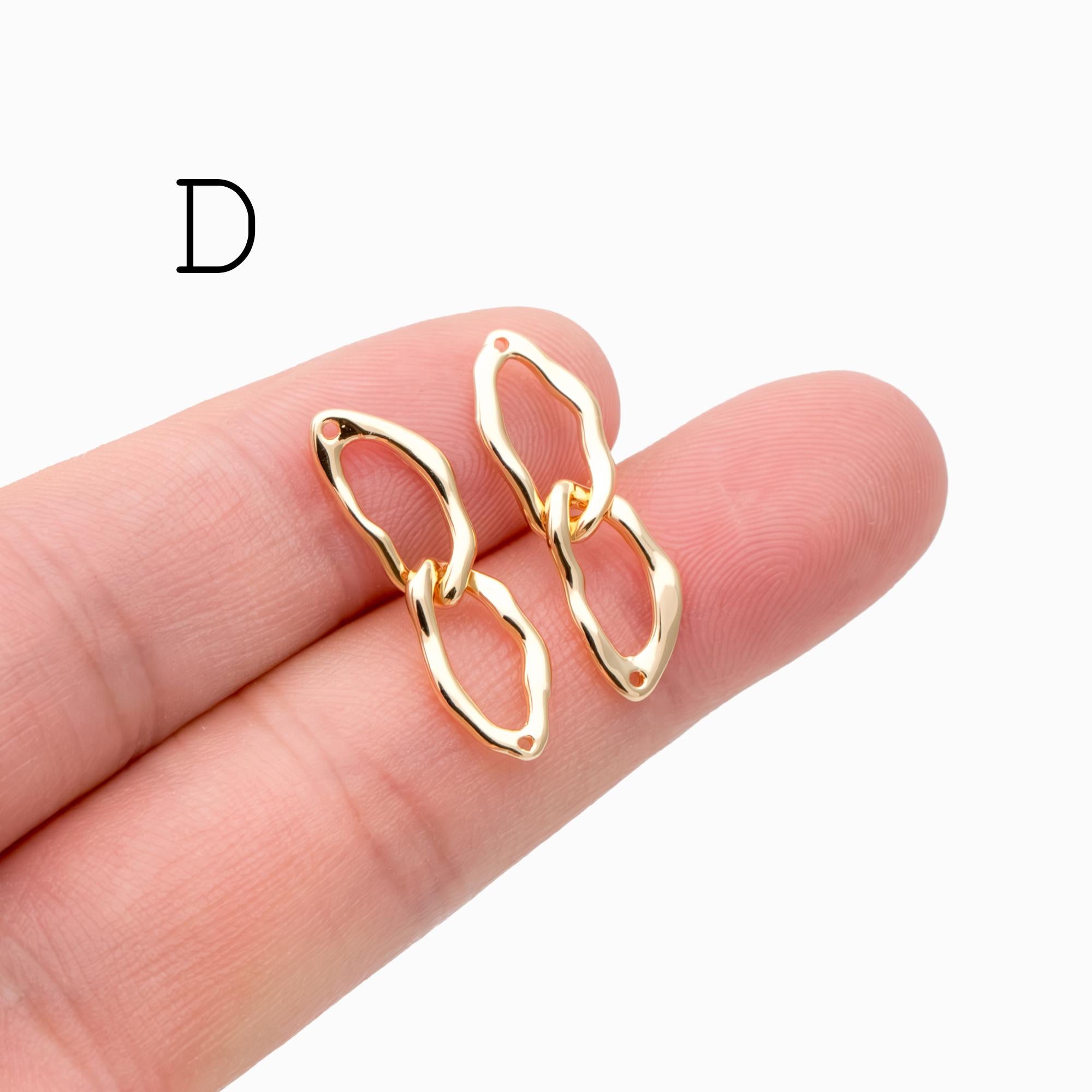 4pcs Gold Chain Connector Links, Bracelet Connector, Earring Findings, Jewelry Making, Diy Material, Jewelry Supplies (GB-2197)