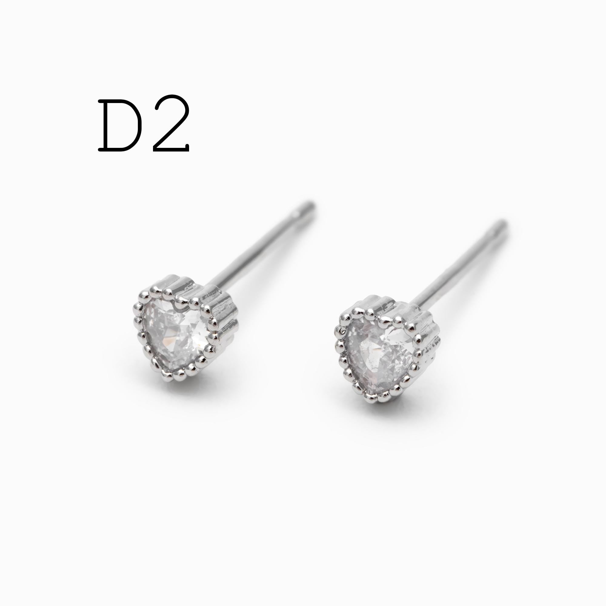 10pcs CZ Pave Gold/ Silver Round/ Triangle/ Rhombus/ Heart Earrings, Dainty Geometric Stud Earrings (GB-4743)