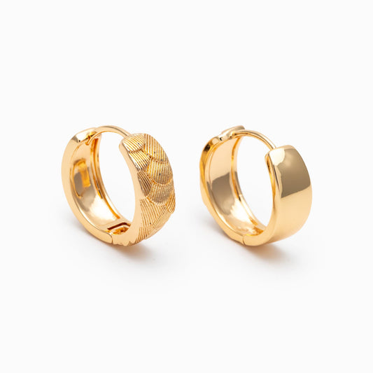 4pcs Gold/ Silver Hoop Earrings, 16mm, 18K Real Gold/ Rhodium plated Brass, Dainty Huggie Earrings, Minimalist Earrings (GB-4756)