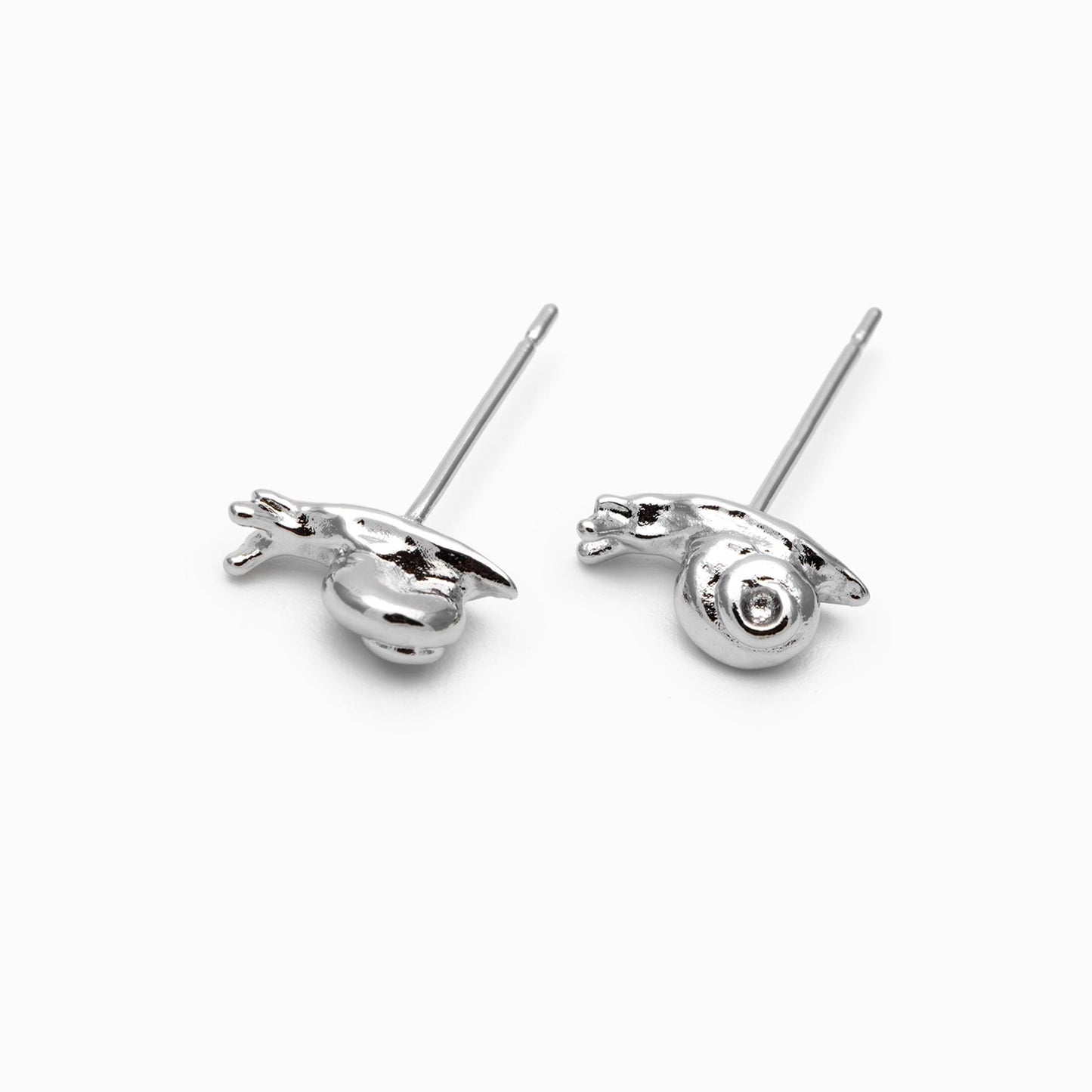 10pcs Gold/ Silver Snail Earrings, Real Gold/ Rhodium Plated Brass, Cute Stud Earrings (#GB-4757)