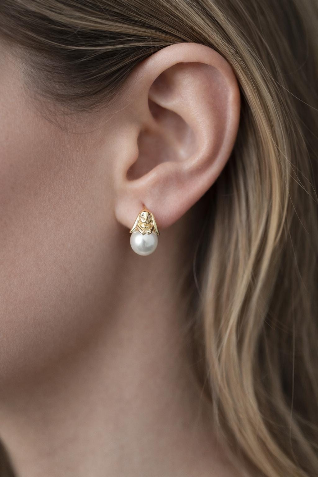 10pcs CZ Pave Rabbit Earring, Bunny Stud Earrings, Pearl Peg Earring Mounts, Half Drilled Pearl Earring Settings (#GB-3797)