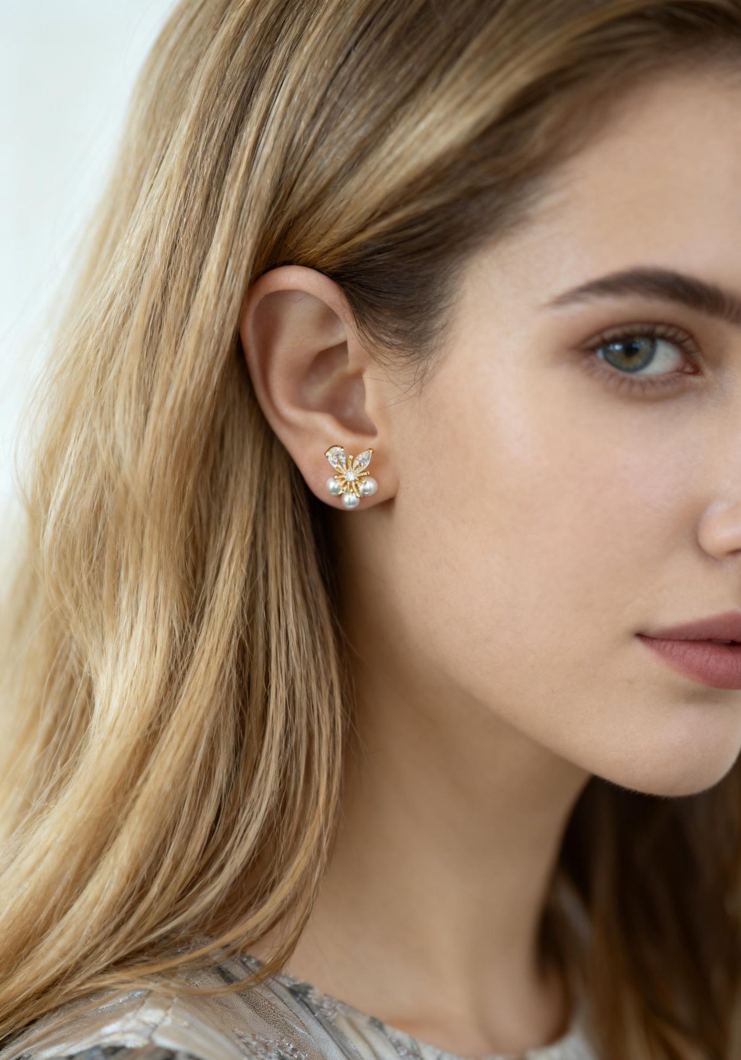 4pcs Gold Flower Ear Posts 12x10mm, Pearl Peg Earring Mounts, Foral Stud Earrings with Peg (GB-1728)