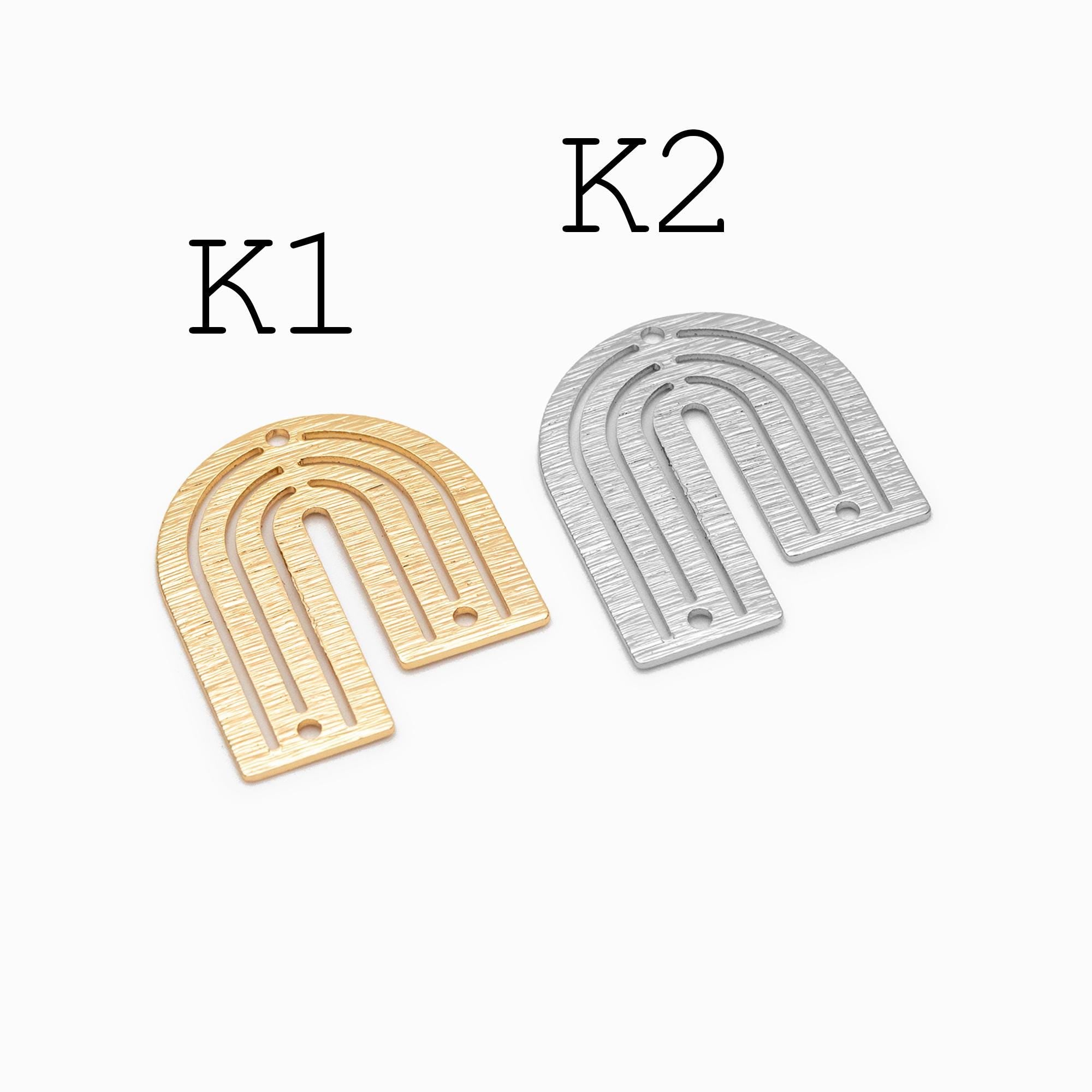 10pcs Gold/ Silver Brushed Geometric Charm Connectors, 18K Gold/ Rhodium Plated Brass Earring Findings (GB-3817)