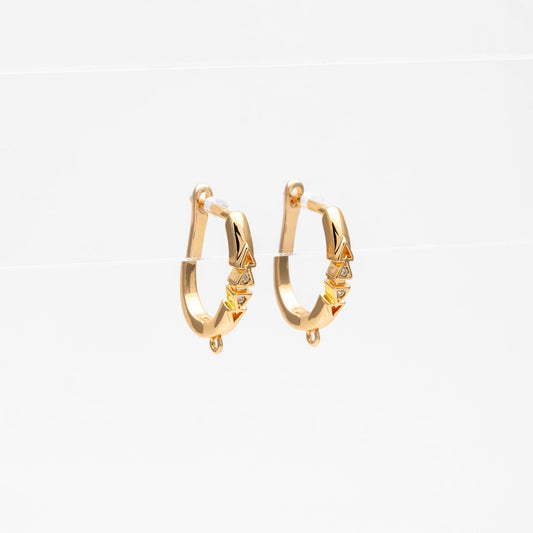 10pcs CZ Pave Leverback Ear Hooks, Gold/ Rhodium plated Brass, Hoop Earring with Loop (GB-4746)