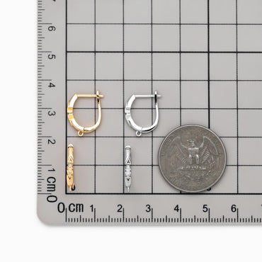 10pcs CZ Pave Leverback Ear Hooks, Gold/ Rhodium plated Brass, Hoop Earring with Loop (GB-4746)
