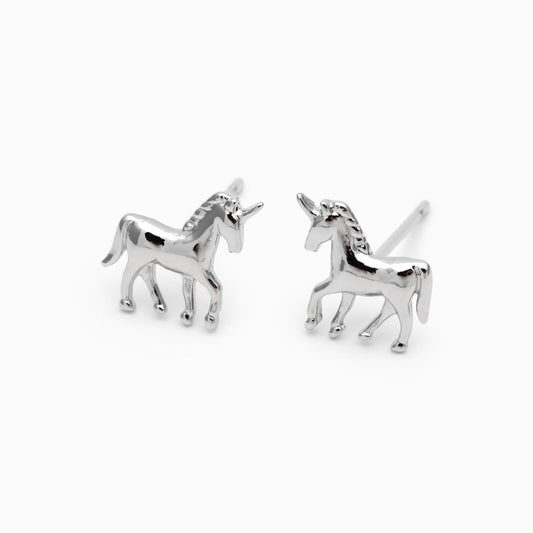 10pcs Gold/ Silver Unicorn Stud Earrings, 18K Real Gold/ Rhodium plated Brass (GB-4764)