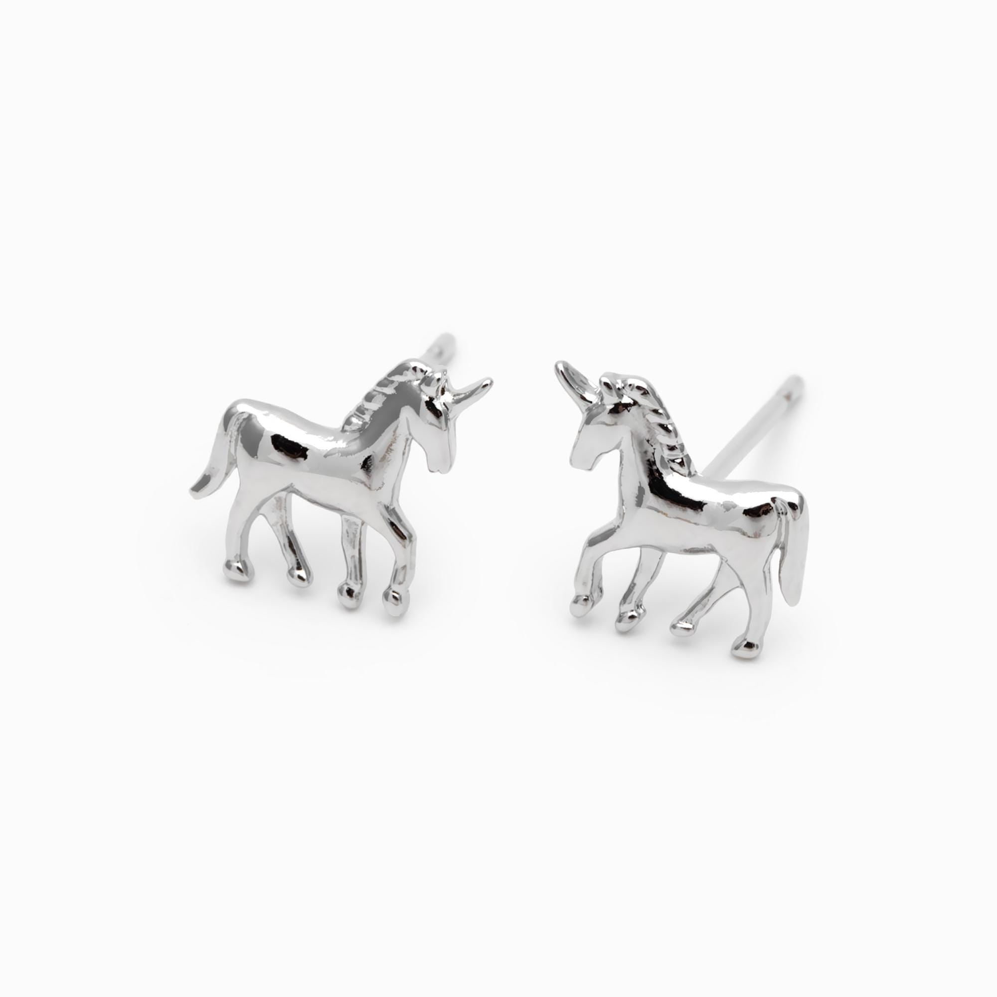 10pcs Gold/ Silver Unicorn Stud Earrings, 18K Real Gold/ Rhodium plated Brass (GB-4764)