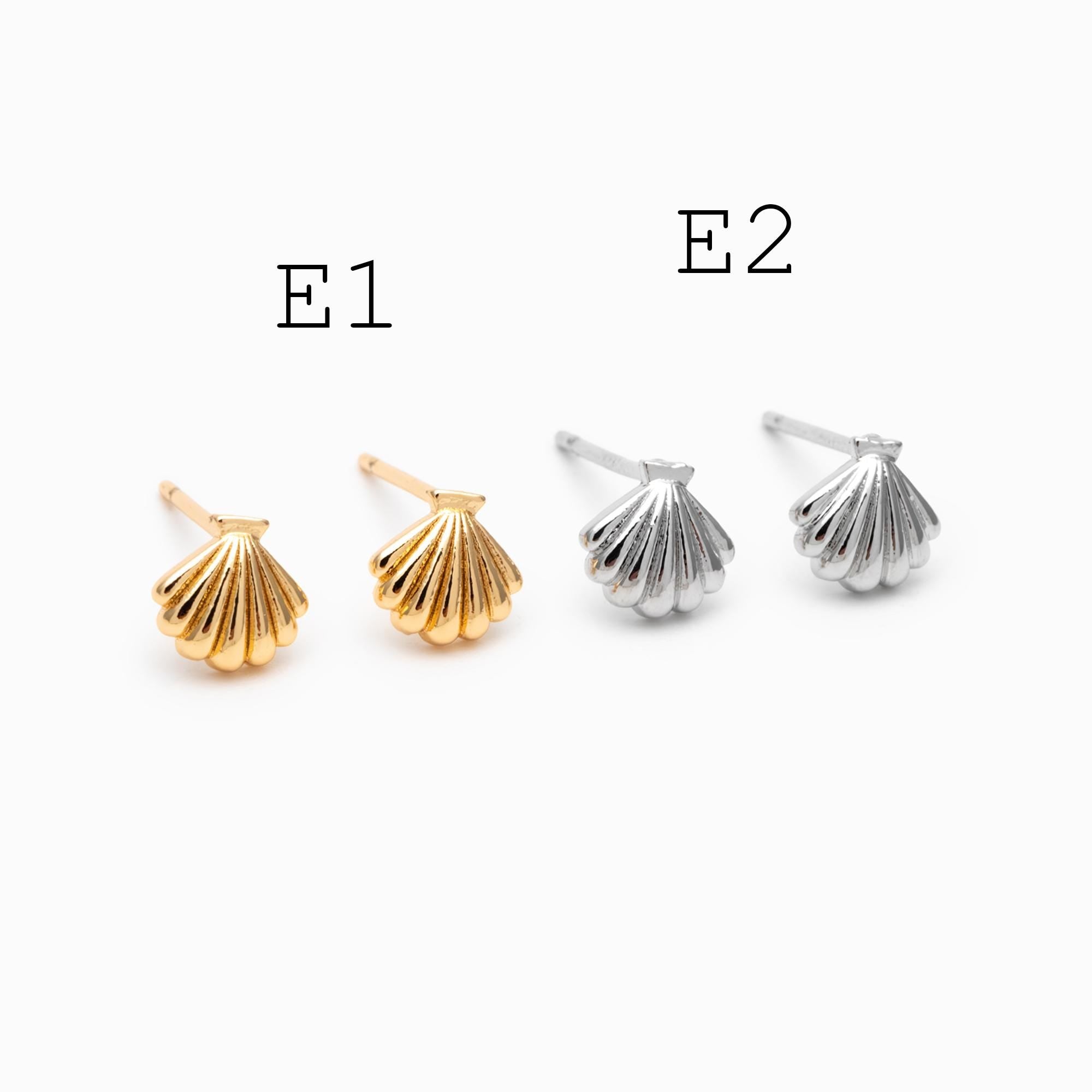 10 pieces- Ocean Theme Gold Stud Earrings, Sea Animal Studs, Dolphin Turtle Shell Shark Earrings, Wholesale Jewelry Supplies (GB-4460)