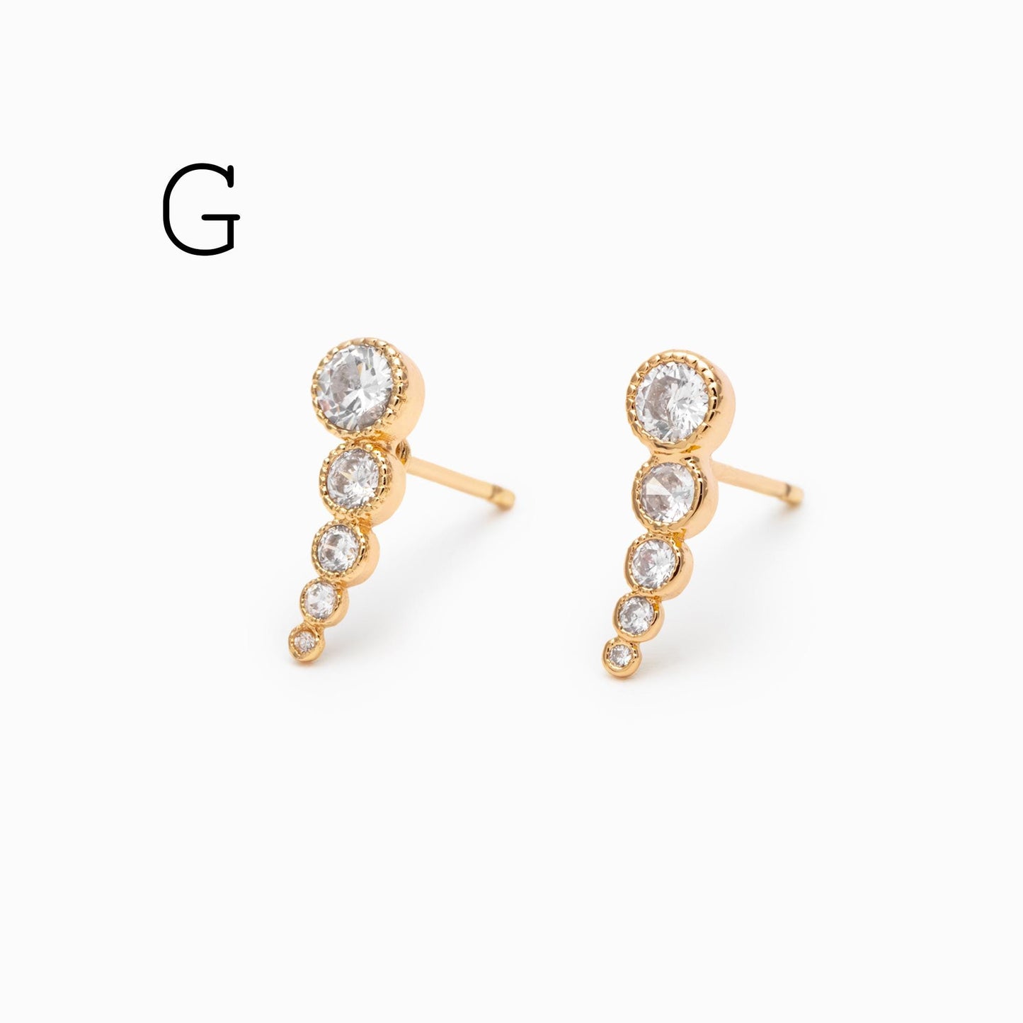 4pcs CZ Pave Bubble Cluster Earrings 13x4mm, 18K Gold Plated Brass, Dainty Stud Earrings (GB-4455)