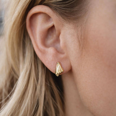 10pcs Gold Ghost Stud Earrings 11x7mm, Gold Plated Brass Minimalist Earrings (GB-4694)