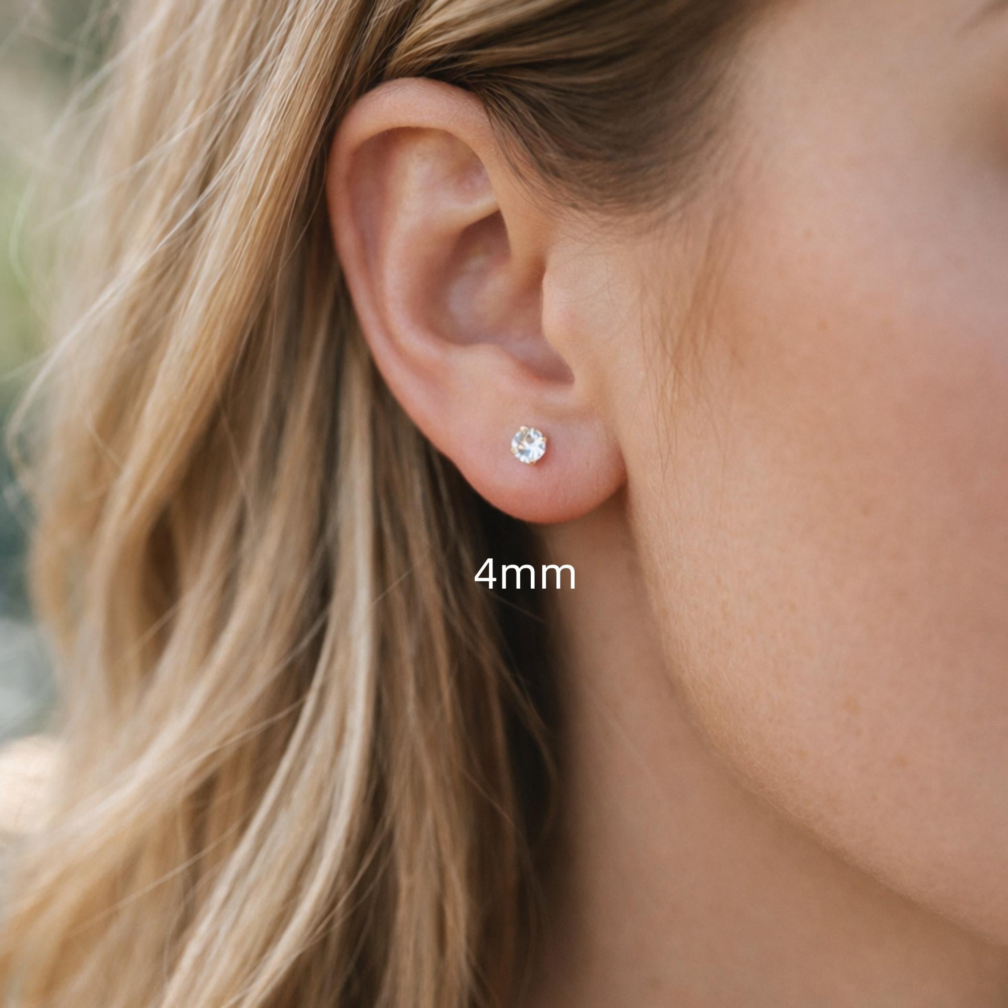 10pcs Micro Pave CZ Round Ear Posts, Real Gold Plated Brass Geometric Earring Studs (#GB-3014-A)