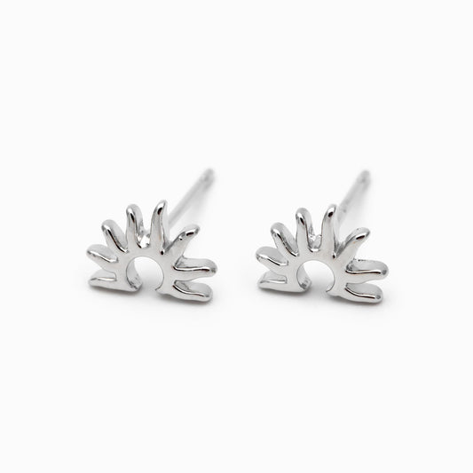 10pcs CZ Pave Gold/ Silver Tone Sun Earrings, Real Gold/ Rhodium Plated Brass, Sunrise Stud Earrings (#GB-4769)