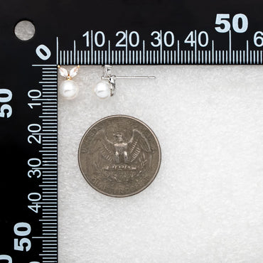 4pcs Gold/ Silver tone CZ Pave Leaf Glass Pearl Earrings (#GB-4341)