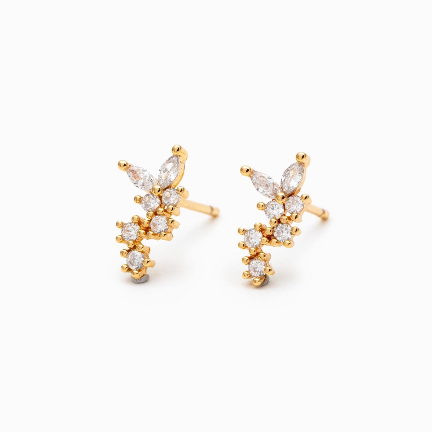 10pcs CZ Pave Gold/ Silver Butterfly Earrings, Gold/ Rhodium Plated Brass, Dianty Butterfly Stud Earrings (GB-4629)