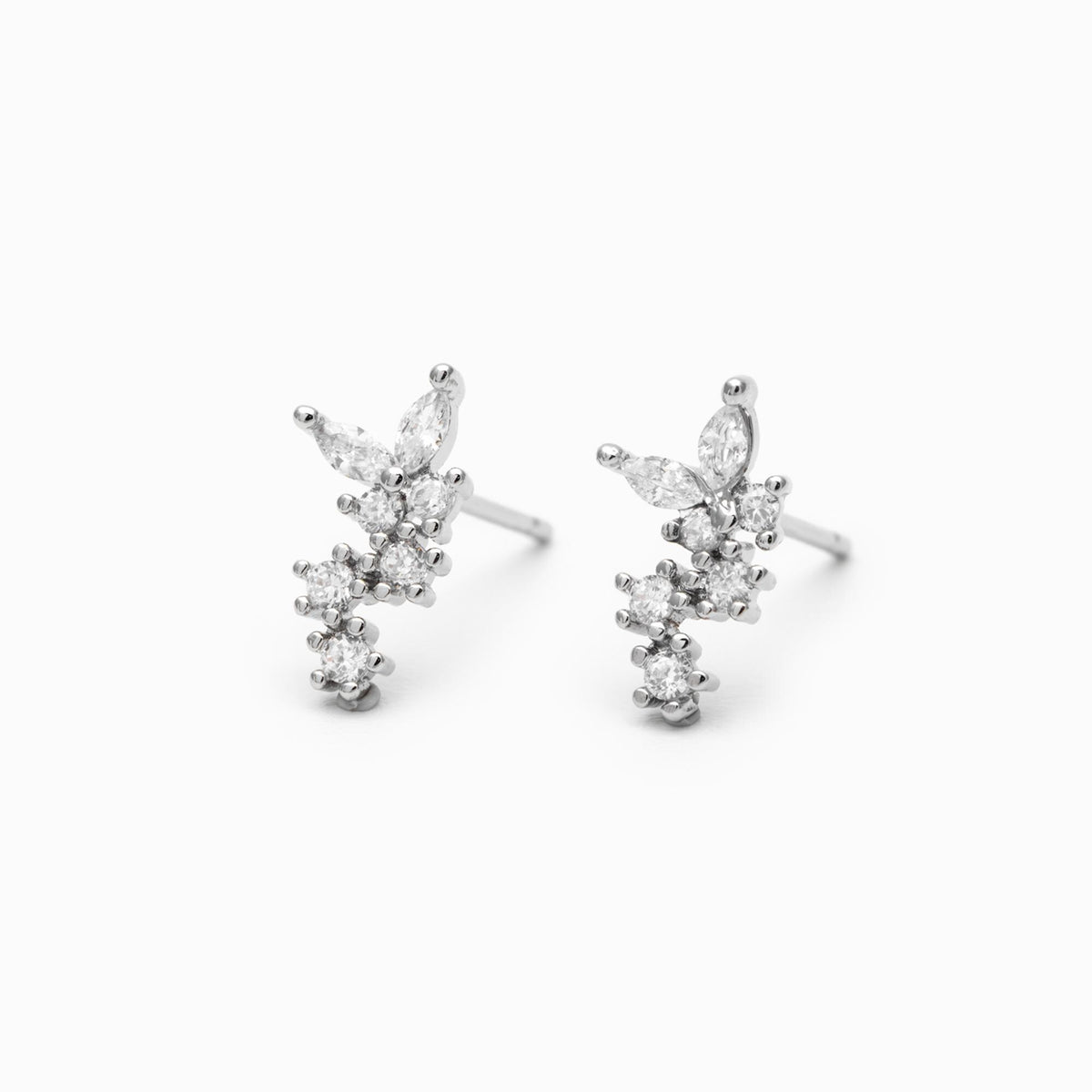 10pcs CZ Pave Gold/ Silver Butterfly Earrings, Gold/ Rhodium Plated Brass, Dianty Butterfly Stud Earrings (GB-4335-B)