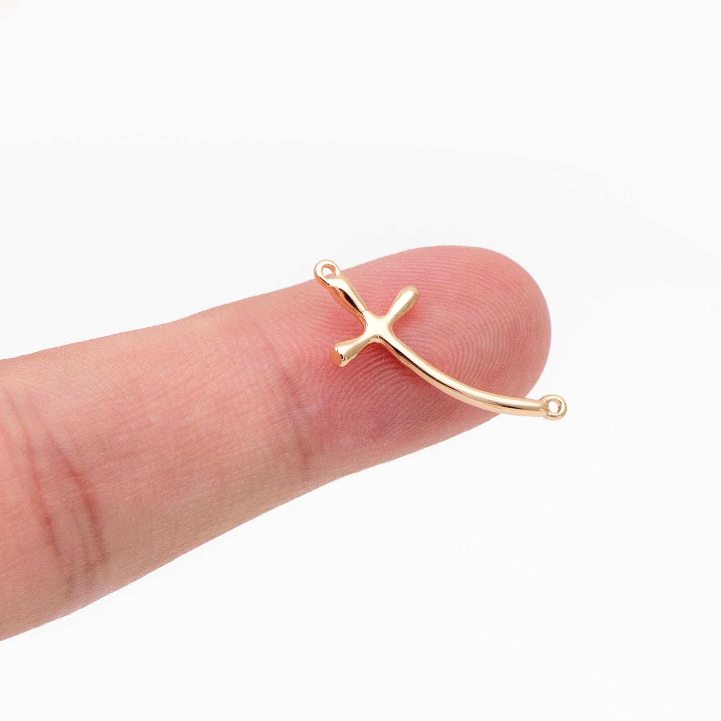 10pcs Gold Cross Connectors 22x9mm, Real Gold plated Brass, Cross Charm Pendants (GB-3796)