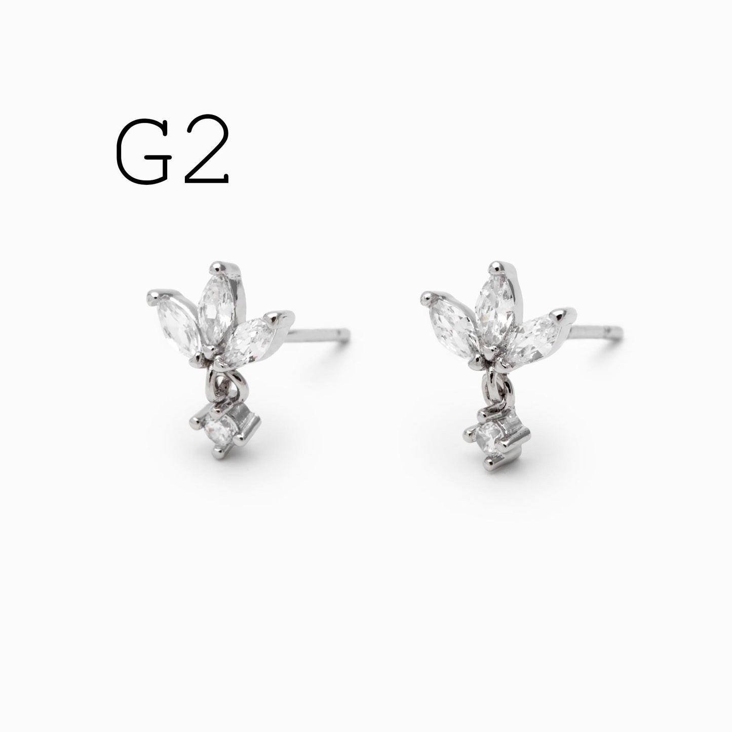 10pcs CZ Pave Flower Ear Posts: 18K Gold Plated Brass Stud Earrings (GB-3395)