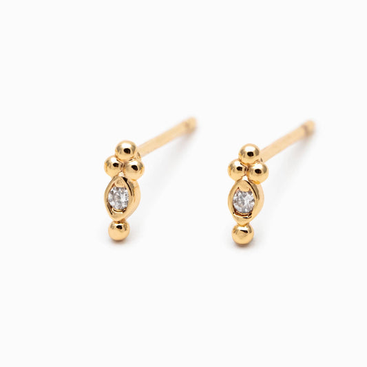 10pcs CZ Pave Gold/ Silver Tiny Marquise Earrings, Gold/ Rhodium Plated Brass, Tiny Stud Earrings (GB-4021-B)