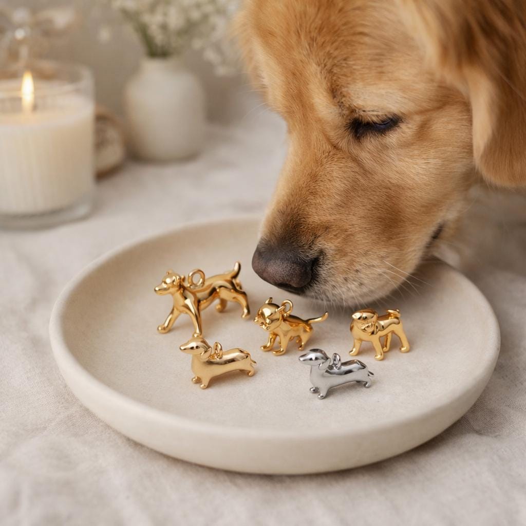 10pcs Gold/ Silver 3D Dog Charm, Gold/ Rhodium plated Brass, Jewelry Making, Diy Material, Jewelry Supplies (GB-2668)