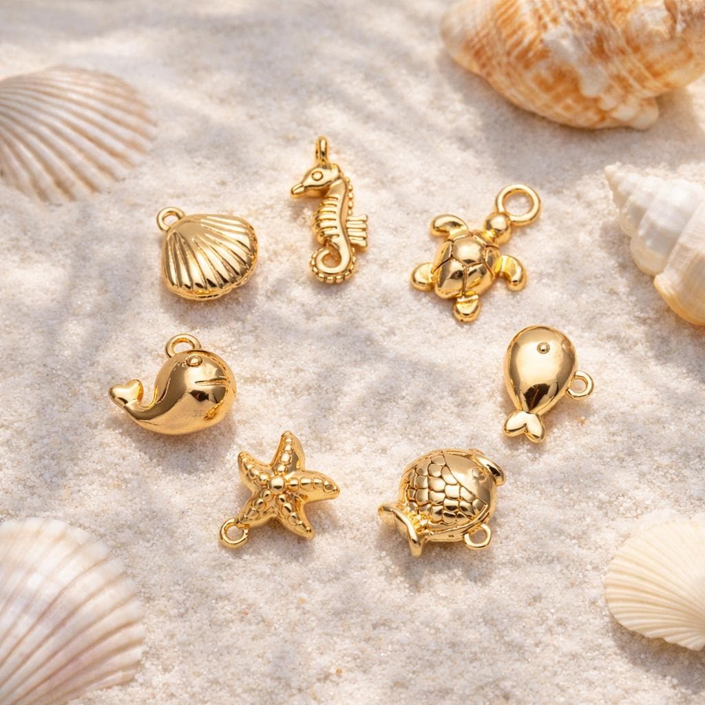 10pcs Gold/ Silver Tiny Marine Animal Charm, Gold/ Rhodium plated Brass Ocean Charm, Earring Charm, DIY Supplies Wholesale (GB-3778)