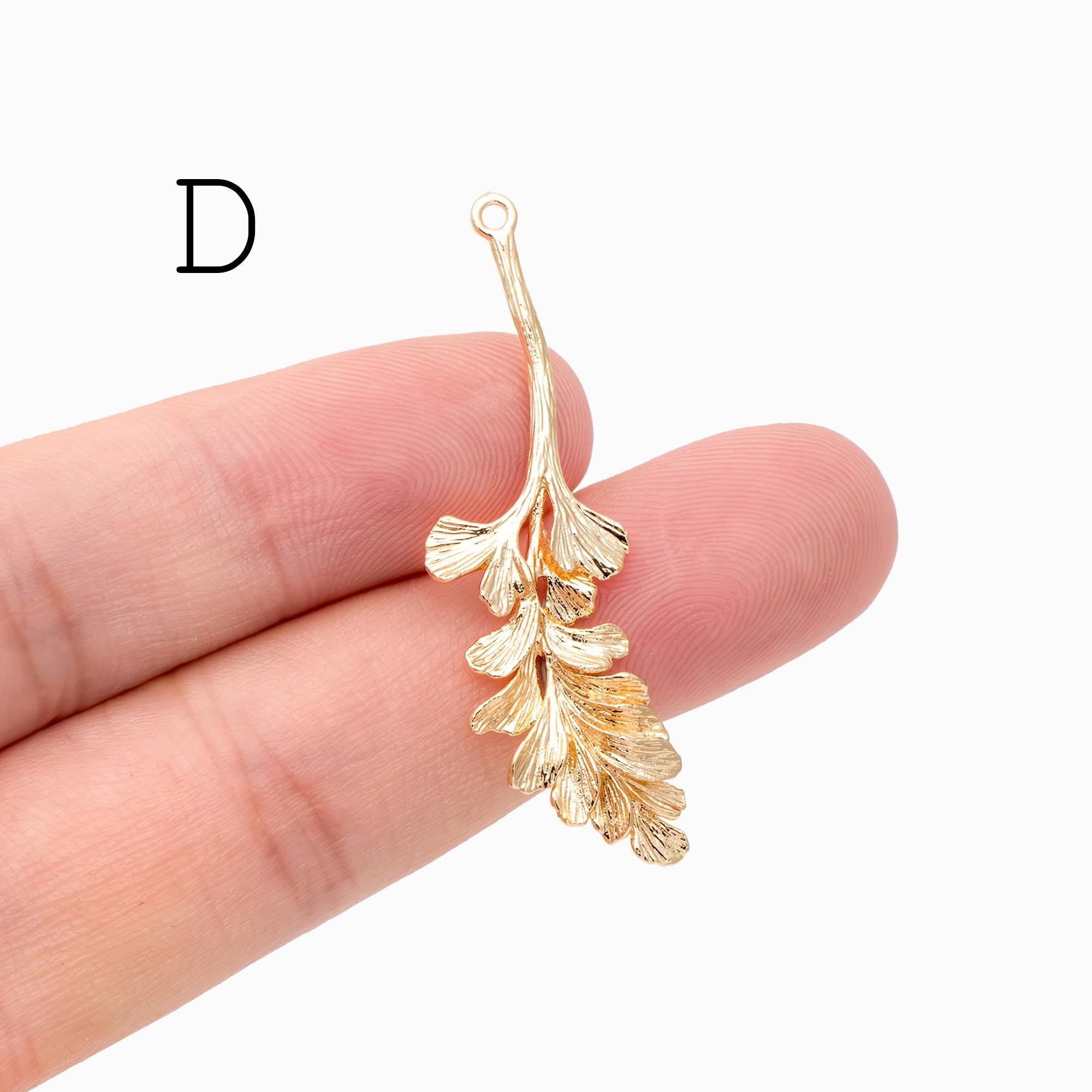 10pcs Gold/ Silver Tone Leaf Charms, Real Gold/ Rhodium plated Brass, Leaf Earring Pendants (GB-214)