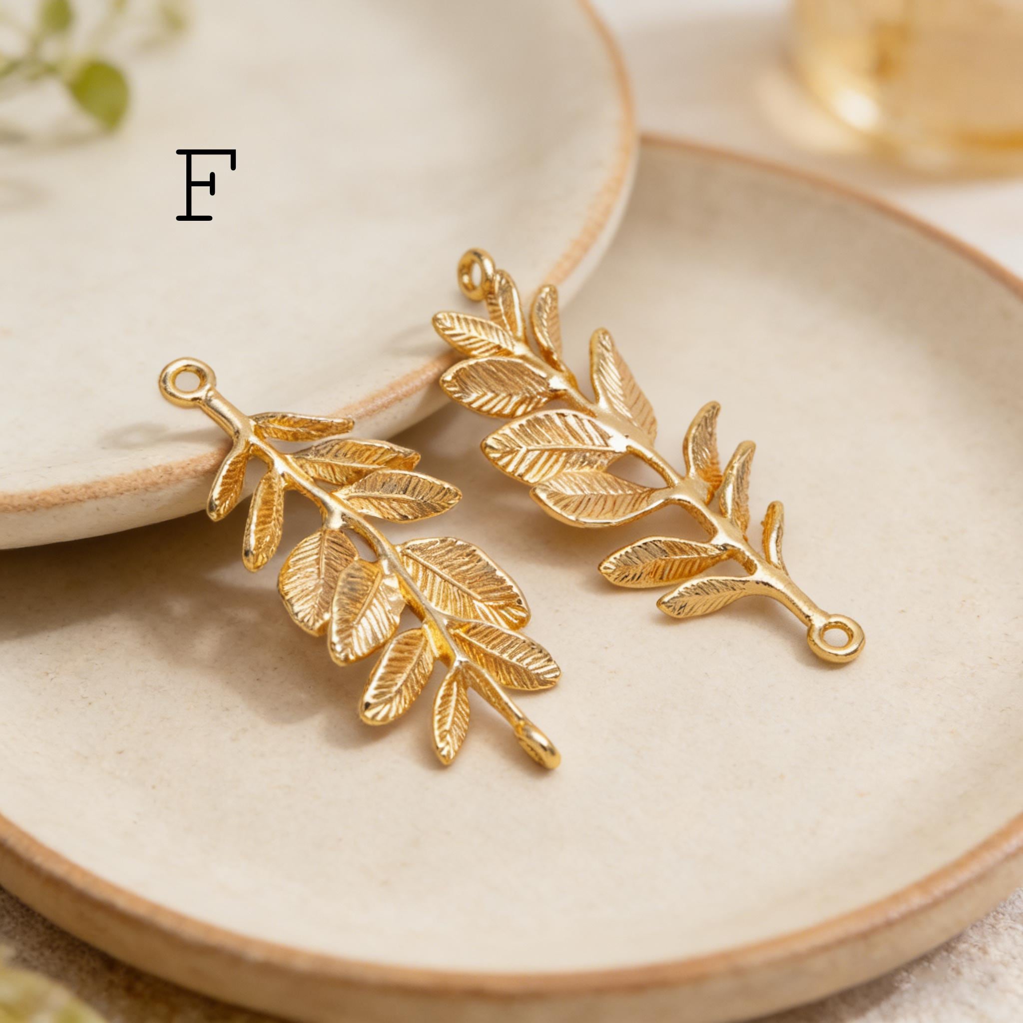 10pcs Gold/ Silver Tone Branch Connectors , Real Gold/ Rhodium plated Brass, Branch Pendants with Two Loops (GB-3622)