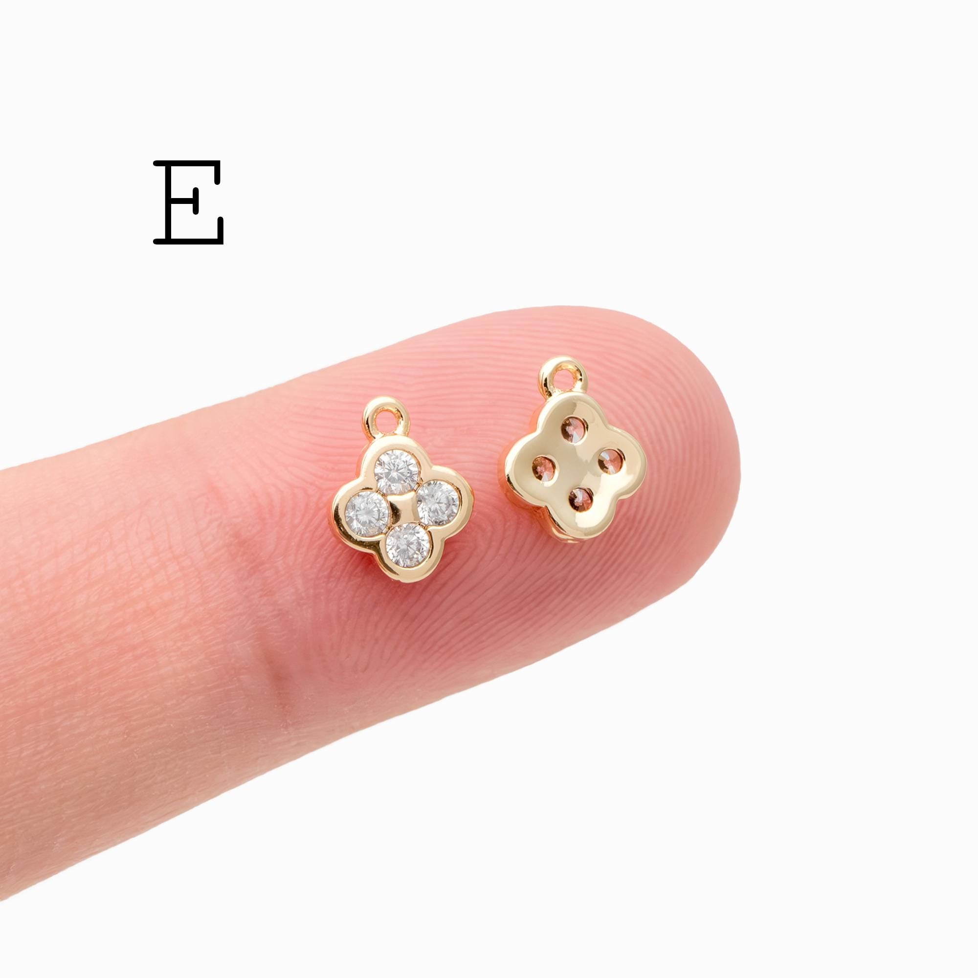 10pcs Gold/ Silver Tone Flower Leaf Charms, 18K Real Gold/ Rhodium plated Brass, Tiny Floral Pendants (GB-1762)