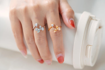 4pcs CZ Pave Gold/ Silver Bowknot Heart Ring, Modern Style Ring, Fashion Rings, Dainty Rings, Adjustable Ring (#JZ-003)