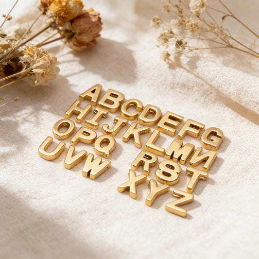 10pcs Gold and Silver Letter Beads for DIY Jewelry, Alphabet Charms for Necklaces and Bracelets (GB-1927)