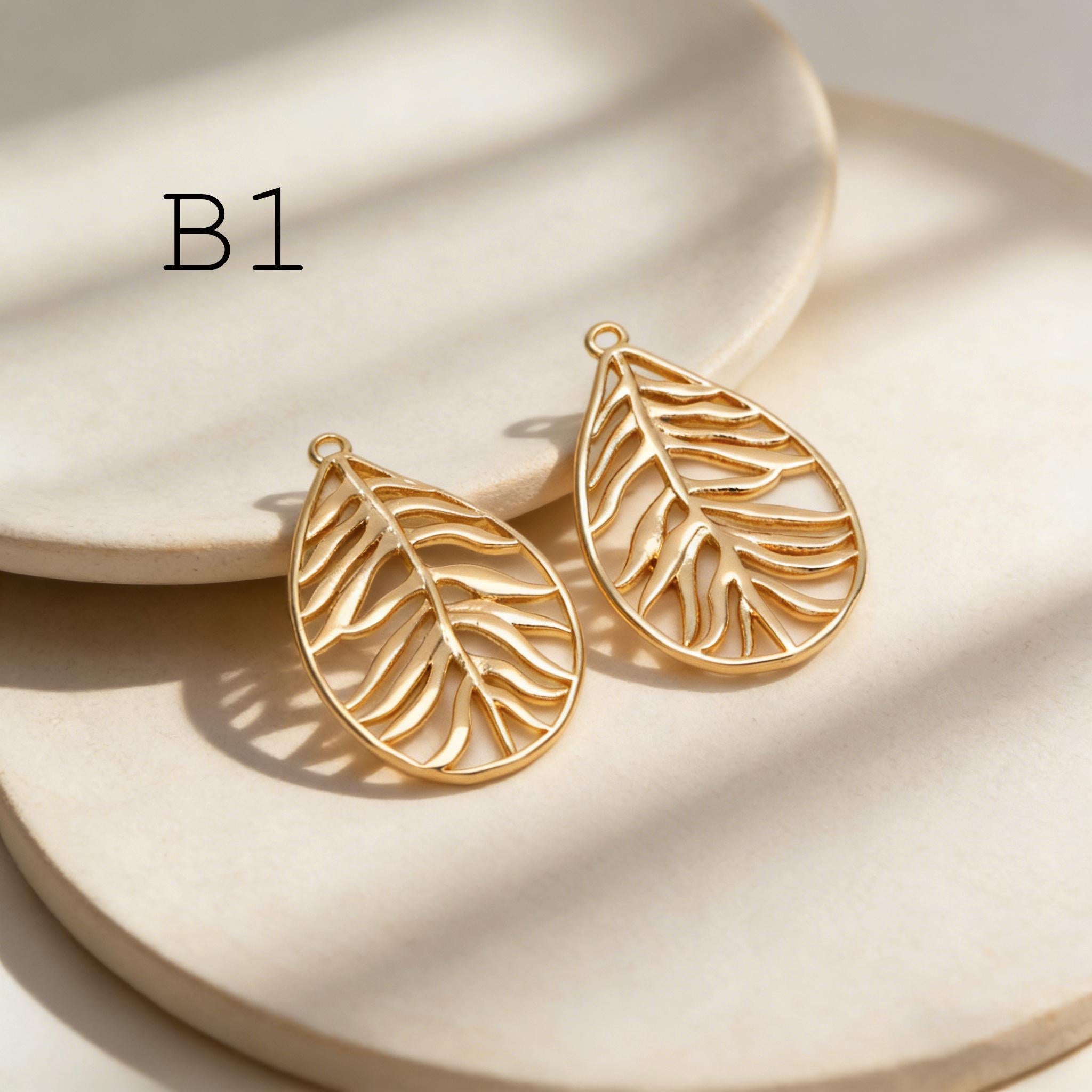 10pcs Gold/ Silver Tone Leaf Charm Pendants, Gold/ Rhodium plated Brass, Lead Nickel Free (GB-3057)