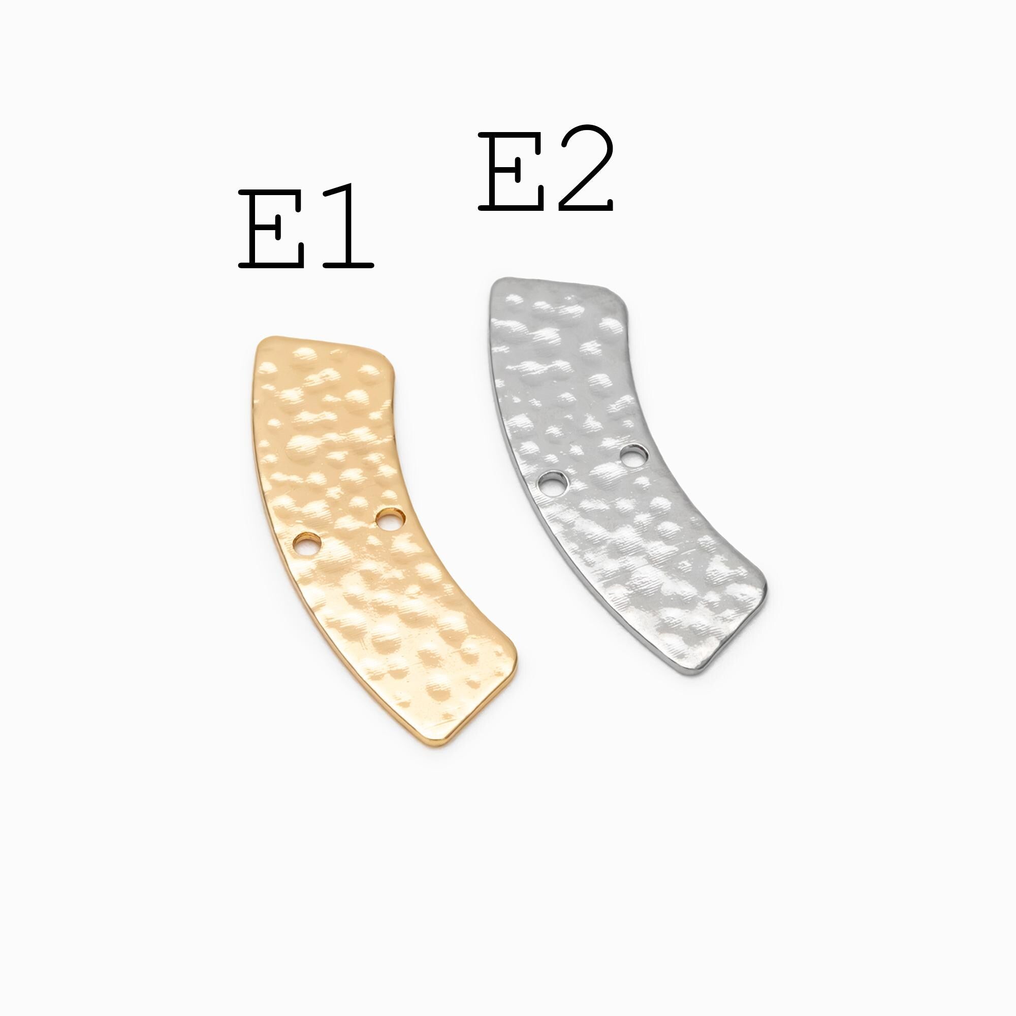 10pcs Gold/ Silver tone Hammered Geometric Charm Connectors, Gold/ Rhodium plated Brass Rustic Pendants (GB-654)