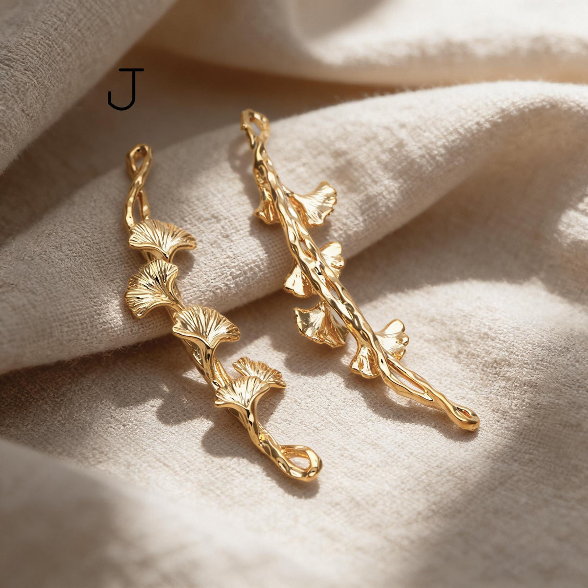 10pcs Gold/ Silver Tone Branch Connectors , Real Gold/ Rhodium plated Brass, Branch Pendants with Two Loops (GB-3622)
