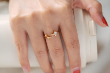 4pcs CZ Pave Gold/ Silver North Star Ring, Dainty Rings, Adjustable Ring, Statement Ring (JZ-007)
