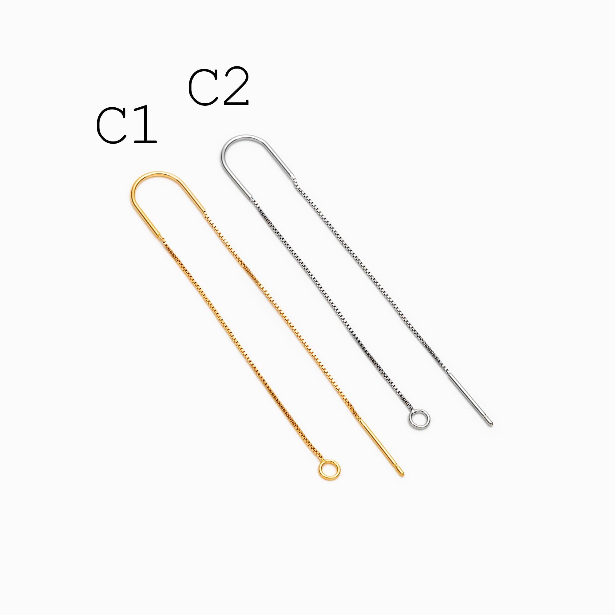 10pcs Gold/ Silver/ Rose Gold Ear Threader Earrings, Earwire Thread with Jump Ring, Color Not Easily Tarnish (GB-333)