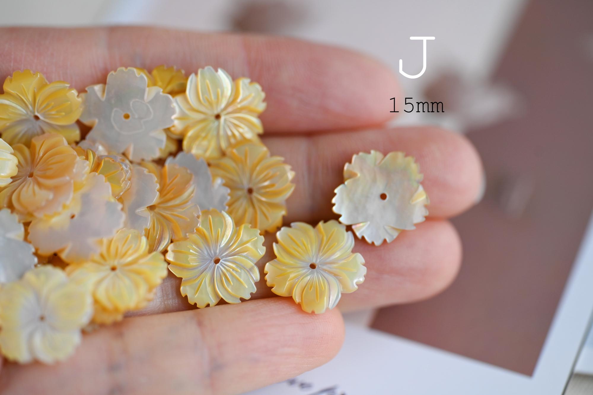 10pcs Shell Flower Cabochons for Jewelry Making, Carved Mother of Pearl Flowers, Bridal Hair Accessories DIY Supplies (BK-001)