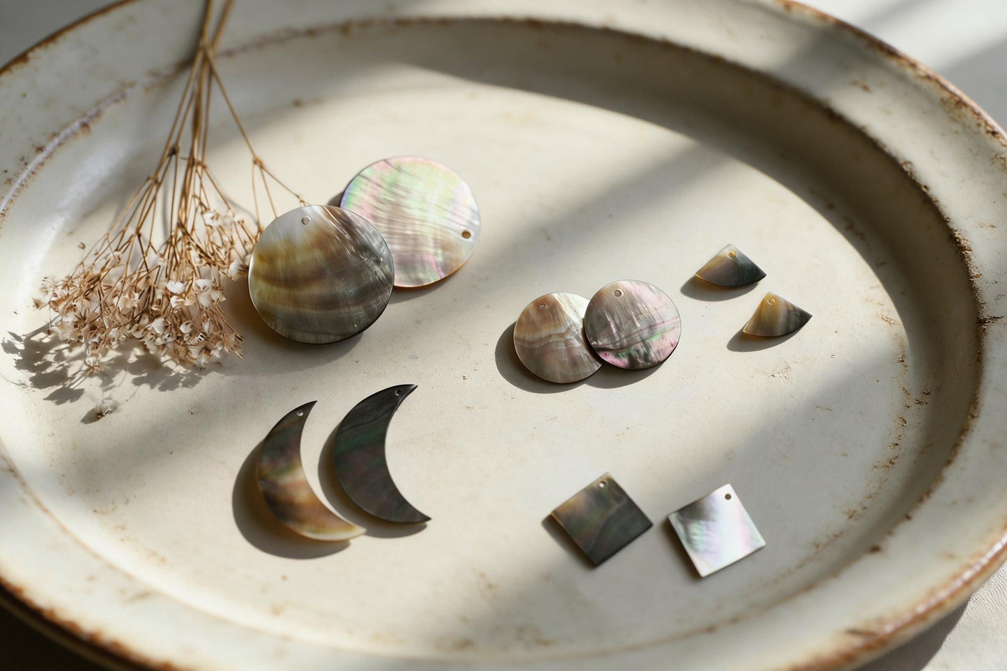 10pcs Black Mother of Pearl Pendants, Geometric Shell Charms for Jewelry Making, DIY Earrings, Necklaces (BK-004)