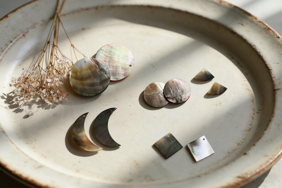 10pcs Black Mother of Pearl Pendants, Geometric Shell Charms for Jewelry Making, DIY Earrings, Necklaces (BK-004)