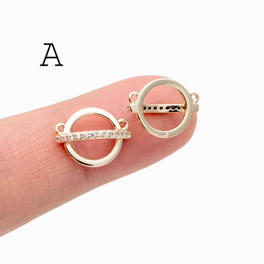 4 pieces CZ pave Gold Saturn Star and Moon Charm Connectors (GB-1221)