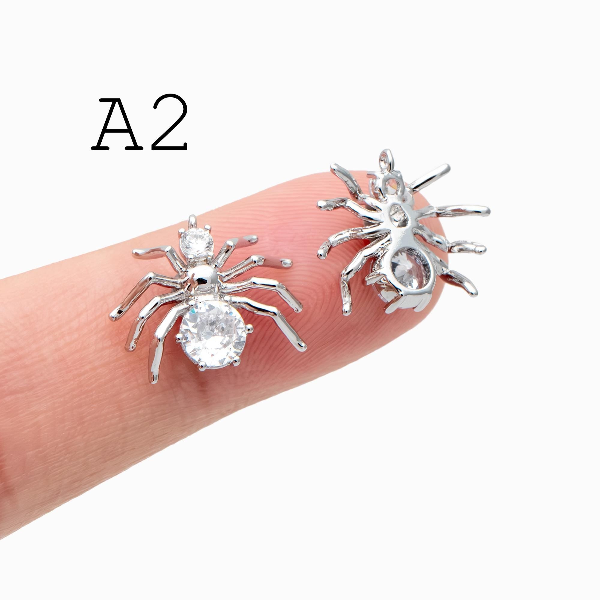 4pcs Spider Pendant Charm for Earrings and Necklaces - Arachnid Jewelry Making (GB-672)