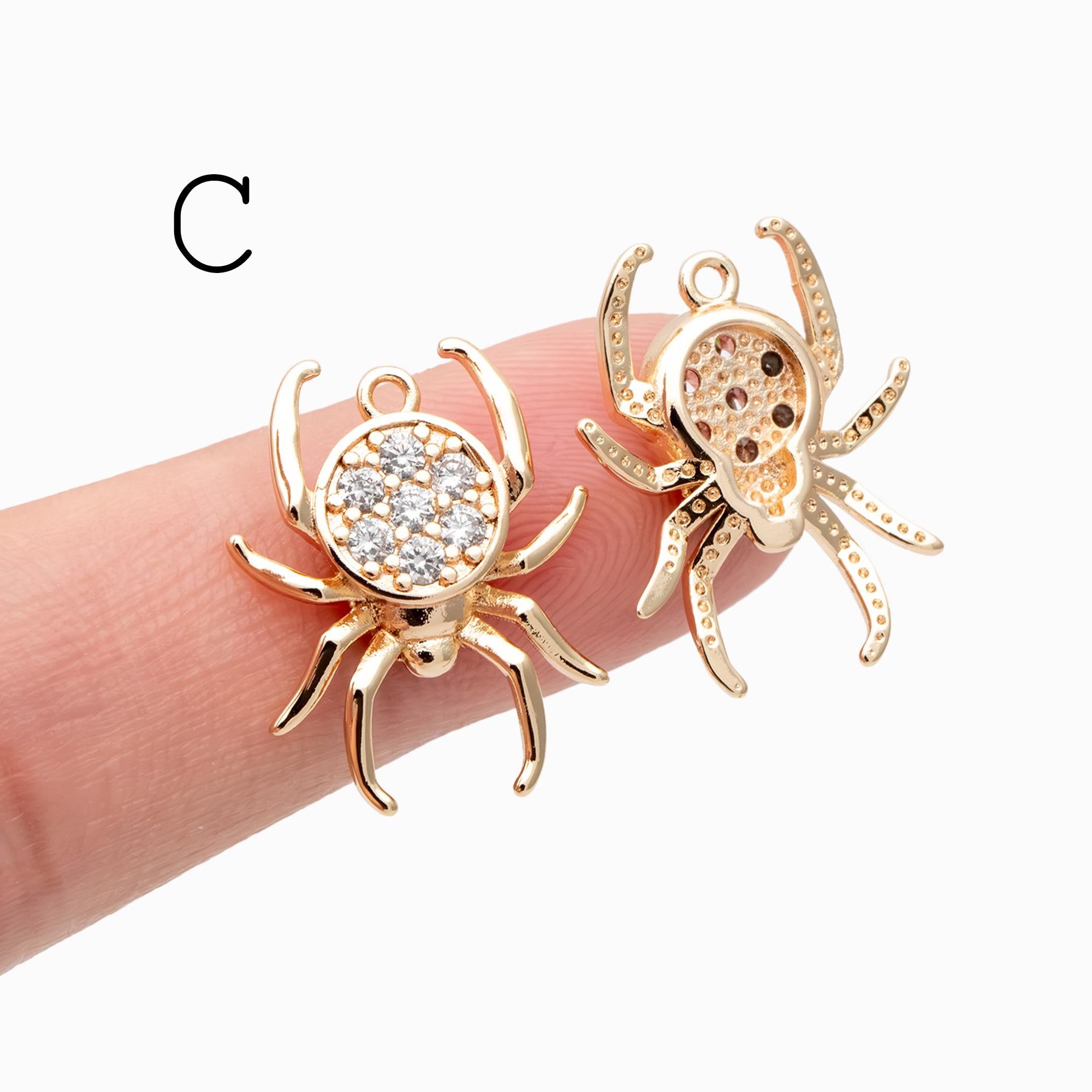 4pcs Spider Pendant Charm for Earrings and Necklaces - Arachnid Jewelry Making (GB-672)