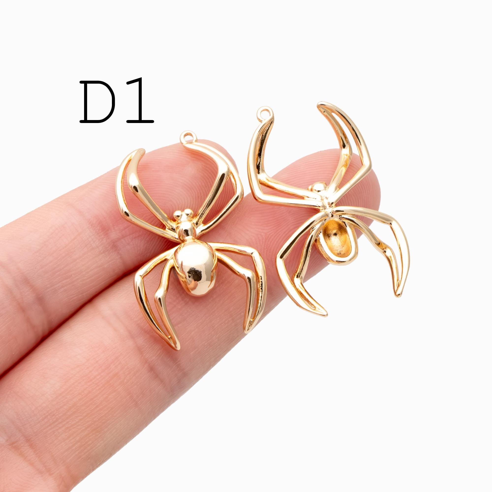4pcs Spider Pendant Charm for Earrings and Necklaces - Arachnid Jewelry Making (GB-672)