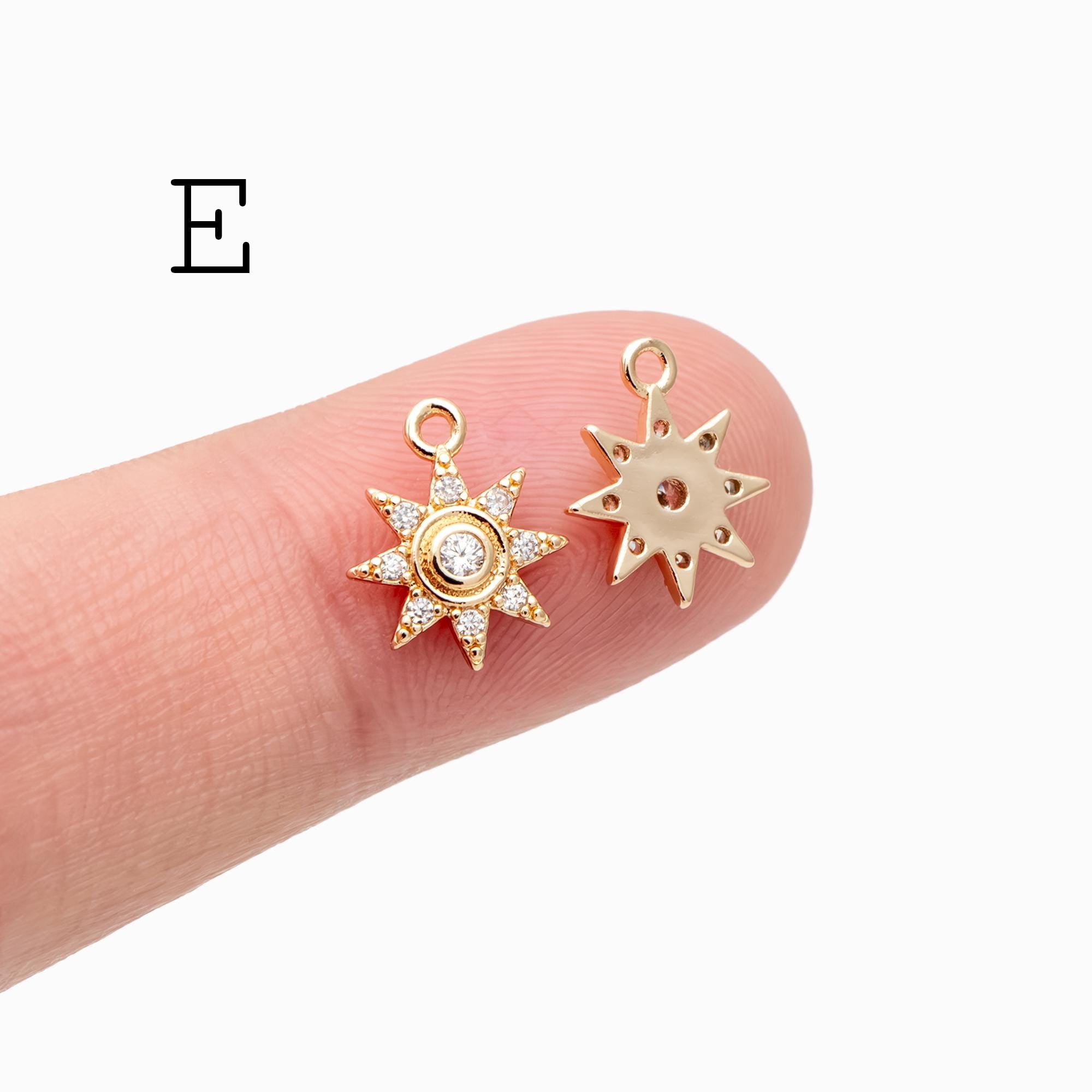 10pcs CZ Pave Gold/ Silver Sun Charm , 18K Gold/ Rhodium plated Brass, Sun Pendants (GB-1658)