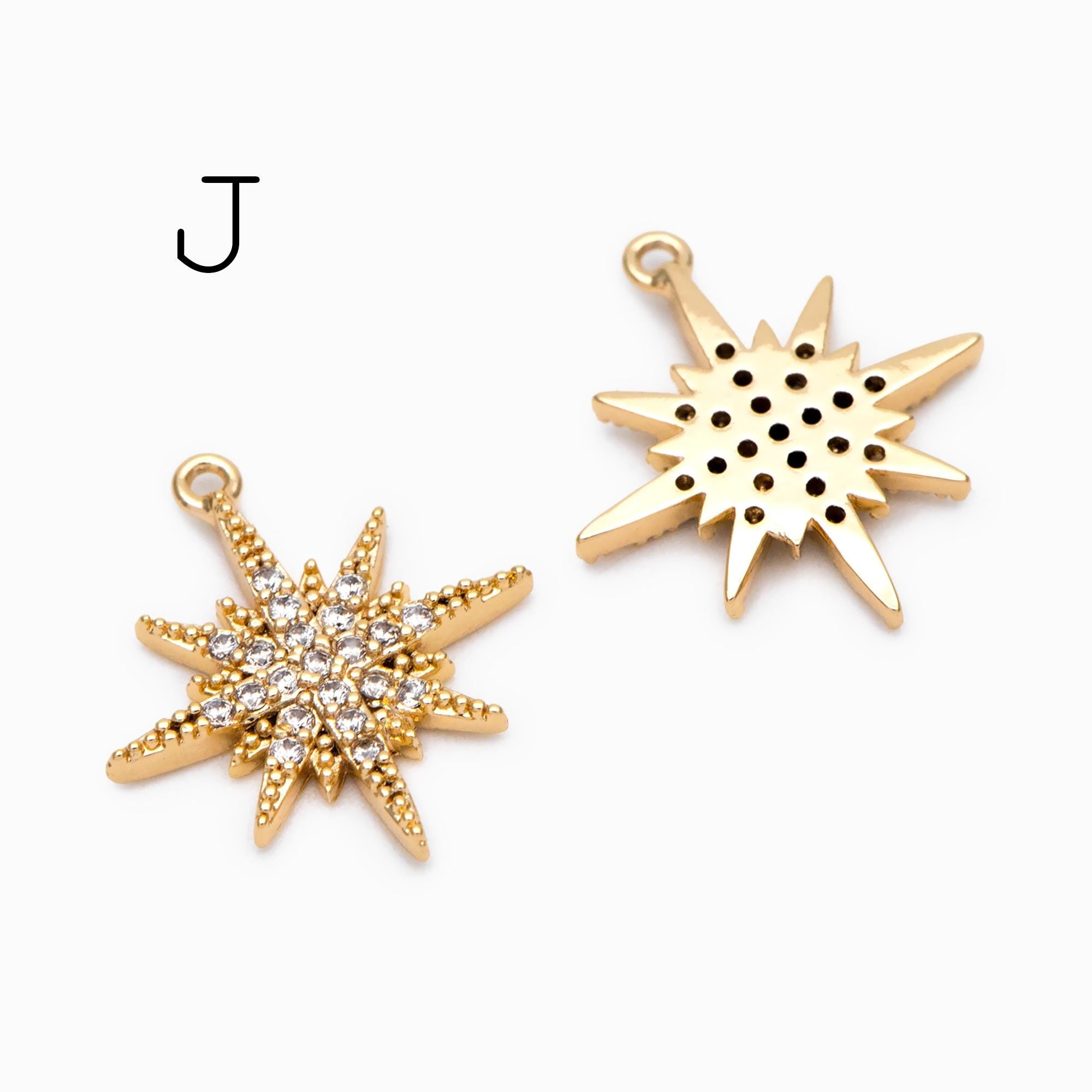 10pcs Gold/ Silver Tone North Star Charm, 18K Gold/ Rhodium plated Brass Mini Star Pendants (GB-924)