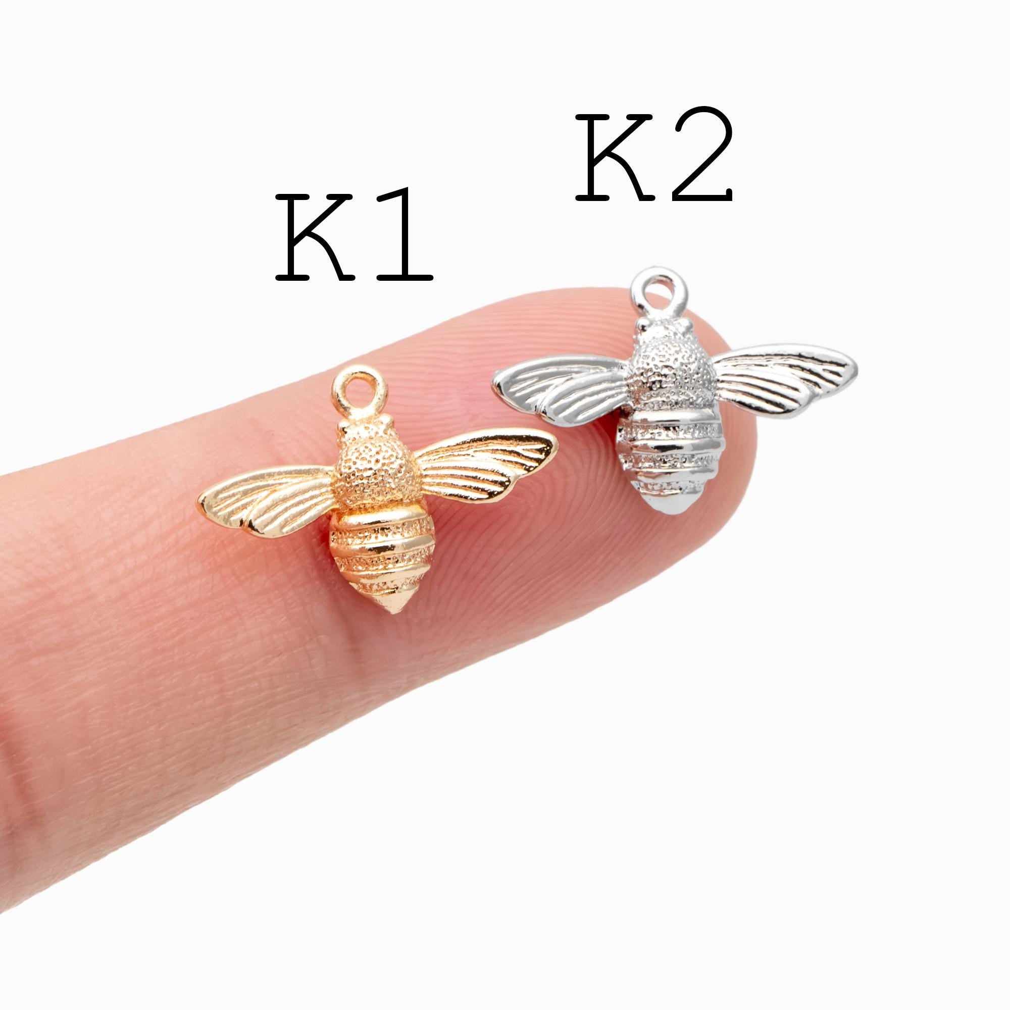 10pcs Gold/ Silver Bee Charm Jewelry Making, Insect Theme Supplies (GB-3093)