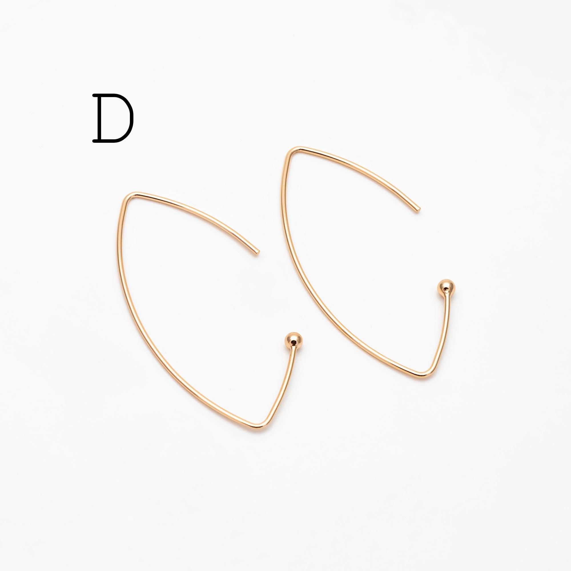 10pcs Gold/ Silver/ Rose Gold Brass Ear Hooks 20x14mm, Simple Earwires Earring Components (GB-947)
