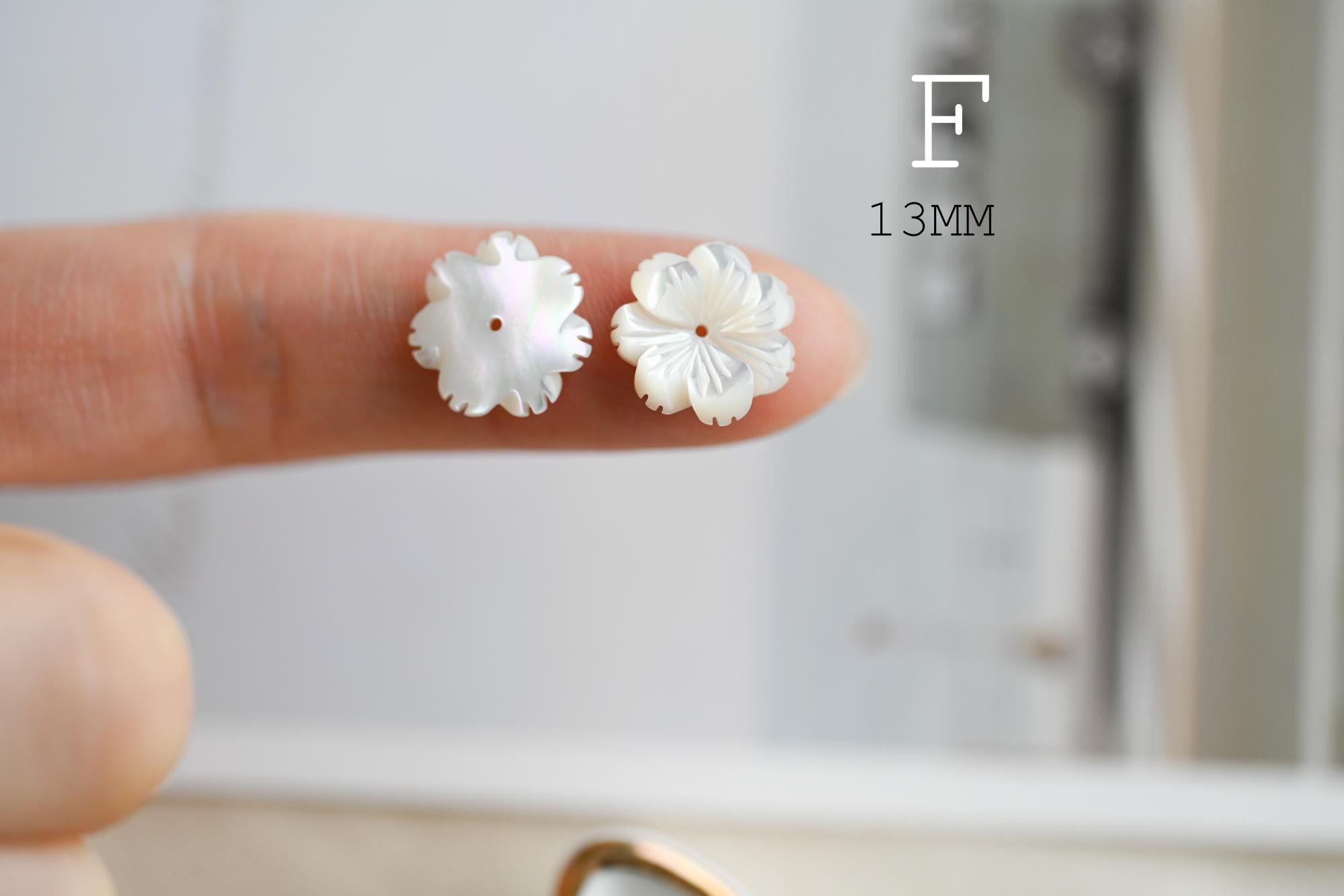 10pcs Shell Flower Cabochons for Jewelry Making, Carved Mother of Pearl Flowers, Bridal Hair Accessories DIY Supplies (BK-001)
